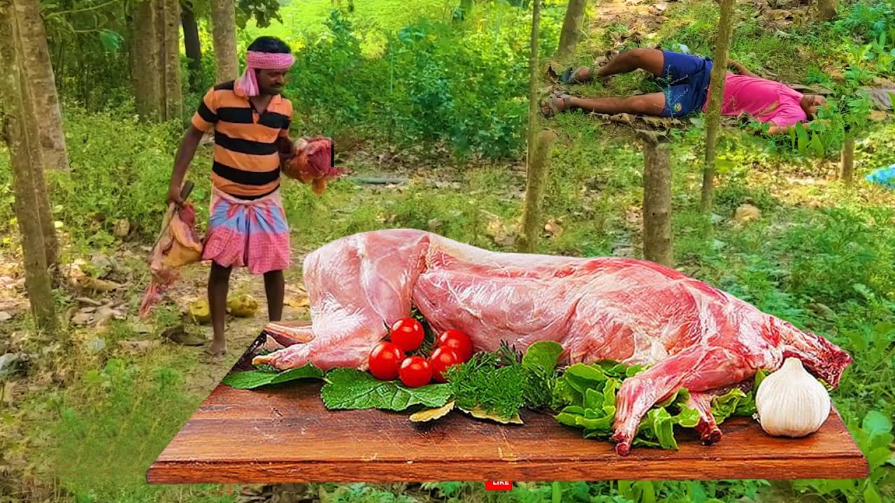 Primitive Technology  AWESOME FUN BEEF Gravy Cooking and Eating Delicacies in Village Hunter
