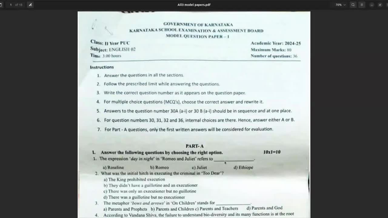 2nd PUC English Last Minute Revision | Important Points, Likely Questions & Exam Tips | Vinutha Mam