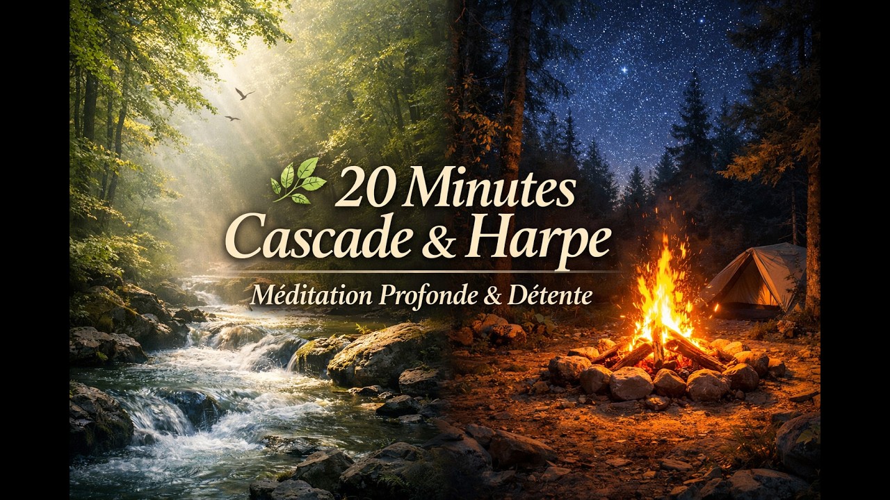 🌿 20 Minutes Cascade & Harpe | Méditation Profonde & Détente