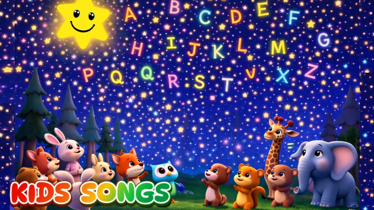 Letters in ⭐ the Night Sky with Shining Star  & Animals🌙ABC 🎵✨Kids Songs - Fun and Learning