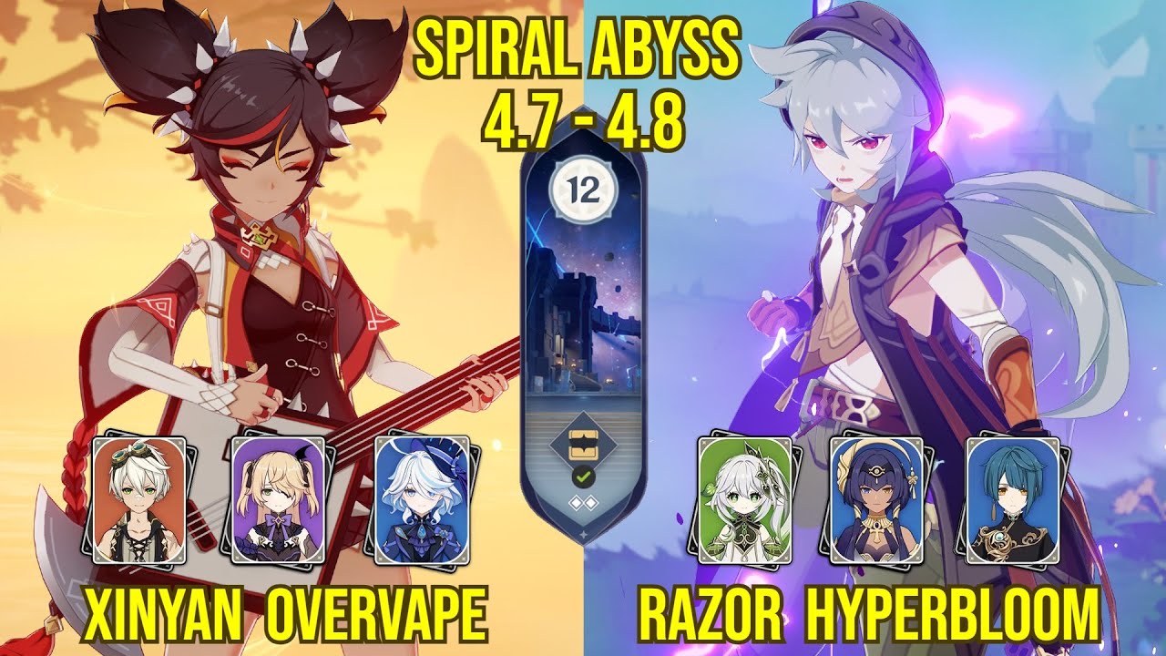 C6 Xinyan Overvape & C6 Razor Hyperbloom | Spiral Abyss Version 4.8 - 4.7 | Genshin Impact