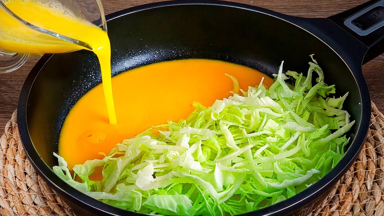 Just mix 3 eggs and cabbage! Simple, quick and very tasty dinner recipe! Nourishing and fast! #013