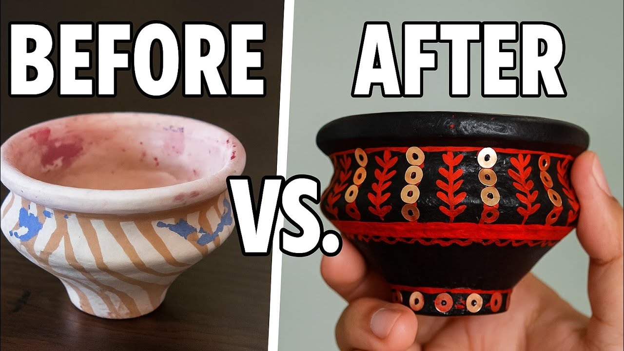 DIY Pot Transformation |Amazing Before & After Pot Painting idea!🎨
