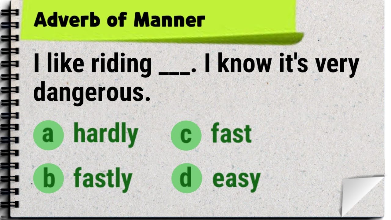 Adverb of Manner || Quiz