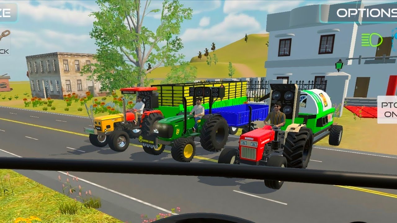 Tractors with Theresher with Trolley & Big Trolley 🚜🔥 #tracctor #threshar #simulator #gaming