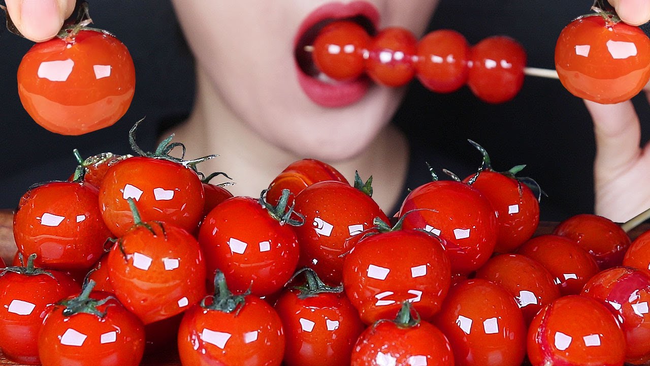 ASMR Tanghulu Candied Fruits cherrytomatoes 방울토마토 탕후루 Mukbang Kẹo trái cây フルーツ飴