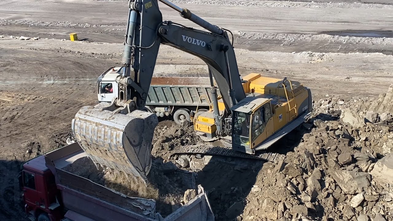 Volvo EC700C Excavator Loading Trucks