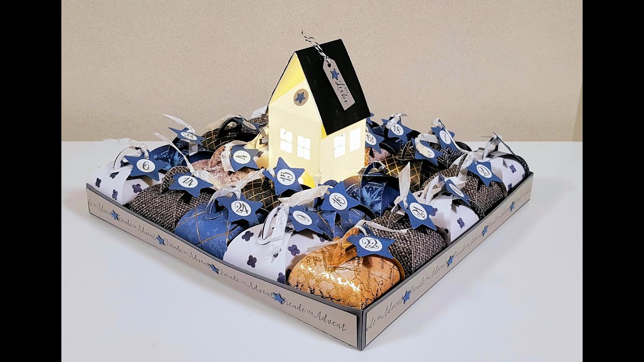 Adventskalender aus Minizierschachteln von Stampin`Up! mit Lichthaus