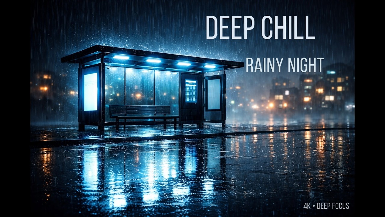Rainy Night Deep Chill 🌧️ 1 Hour Relaxing Focus Music (4K, 1 Hour Continuous Mix)