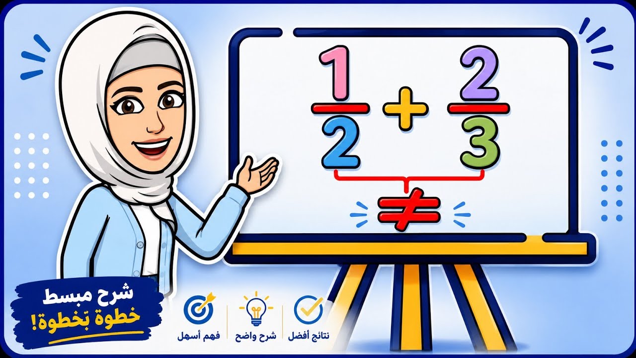 جمع وطرح الكسور مختلفة المقام(غير متشابهة) بخطوتين فقط! #سلسلة_الكسور