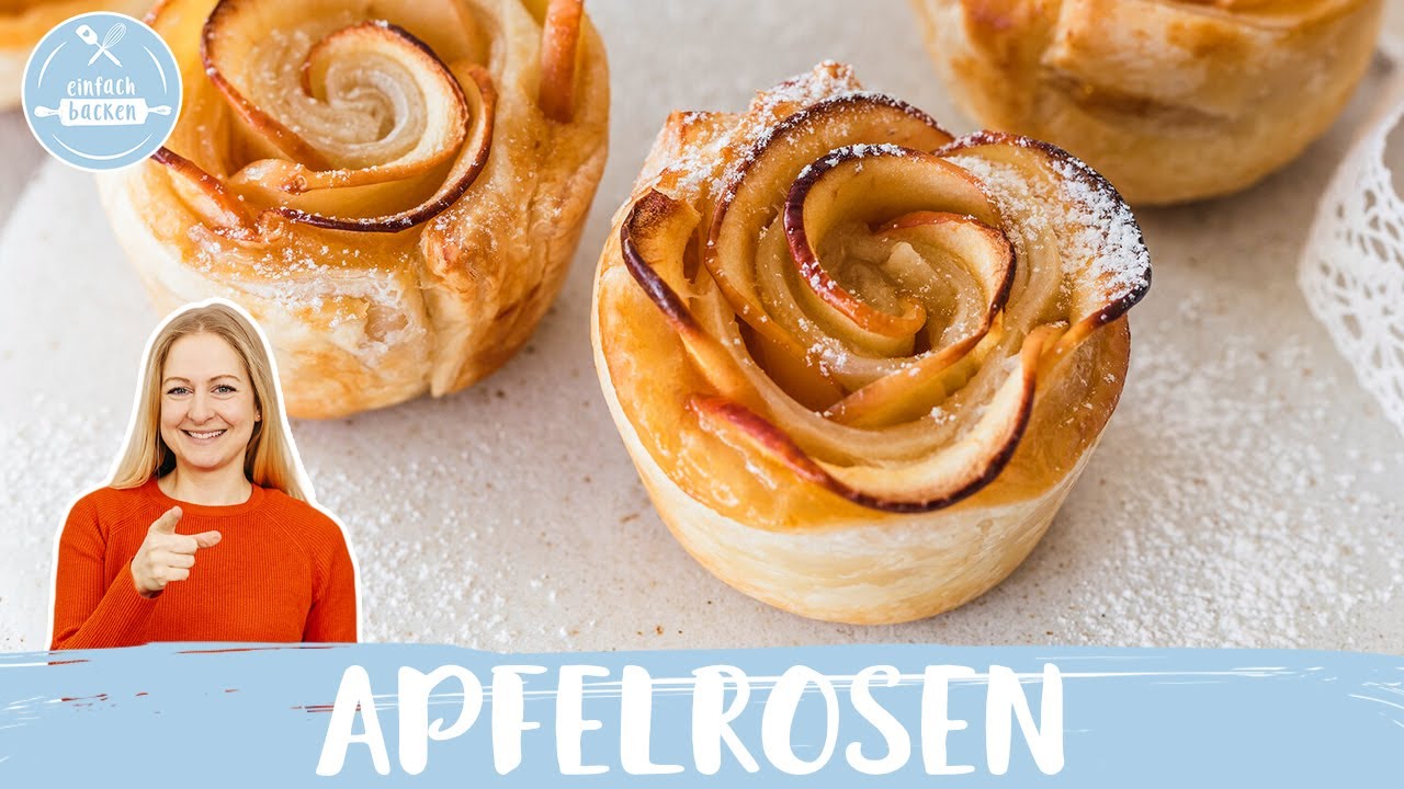 Apfelrosen 🍎🌹 | Apfel-Blätterteig-Rosen I nur wenige Zutaten 😋 I Einfach Backen