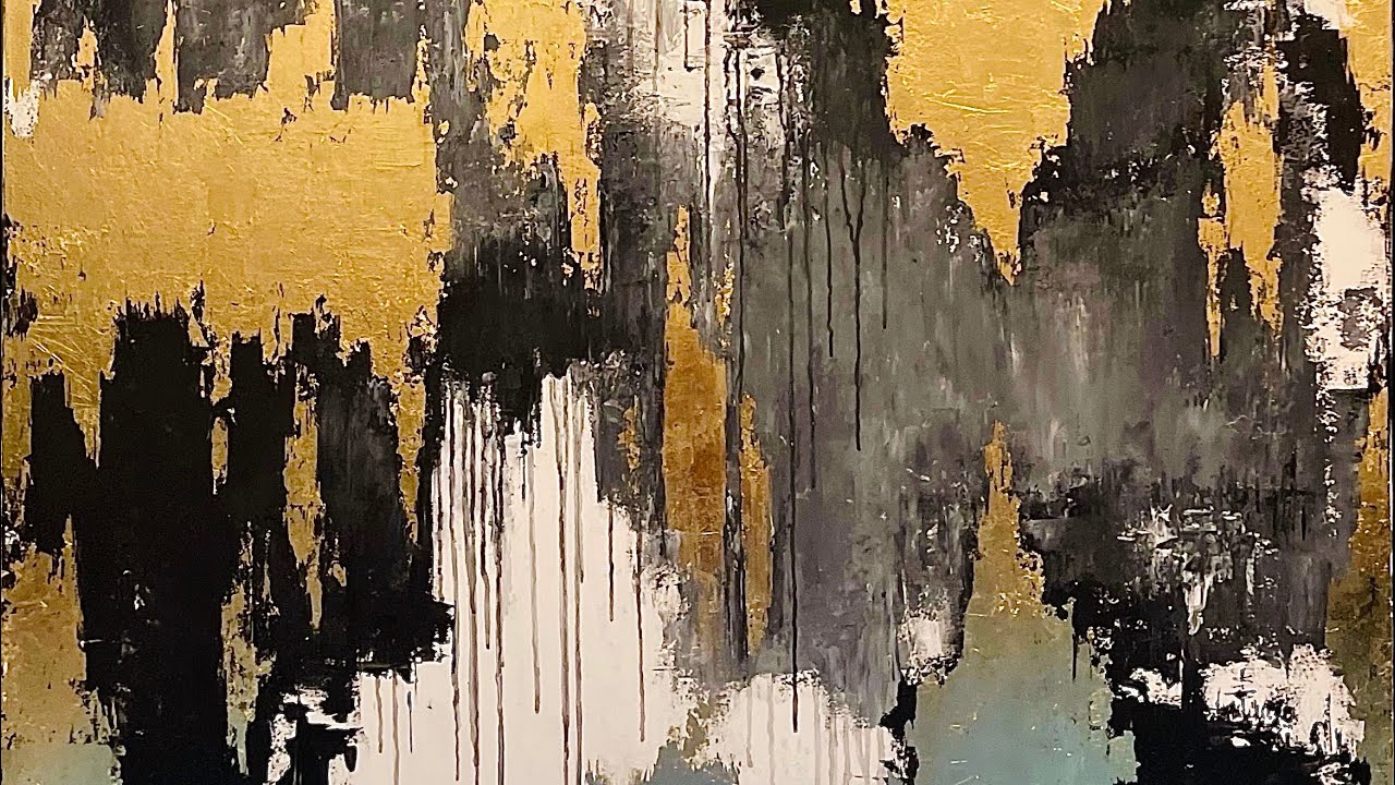How To | Gold Leaf Abstract Contemporary Painting | Acrylic Paint and Gold Leaf Art