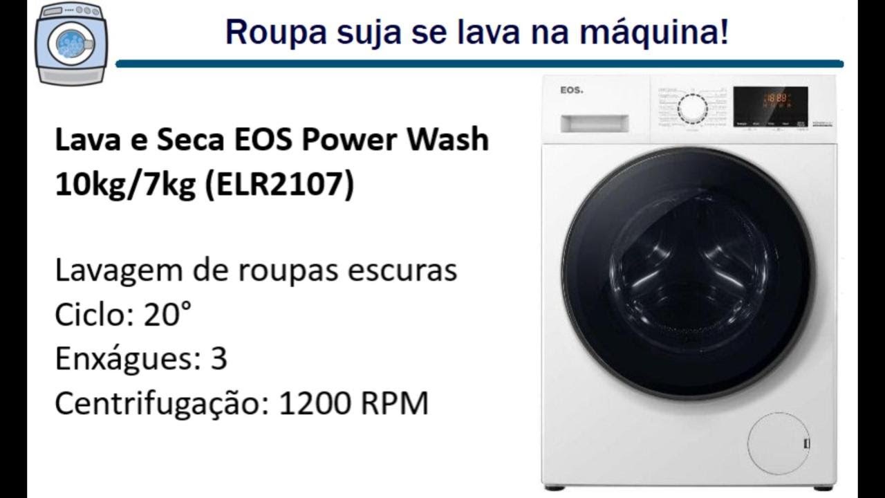 Lava e Seca EOS Power Wash 10kg/7kg (ELR2107) - Lavagem de roupas escuras