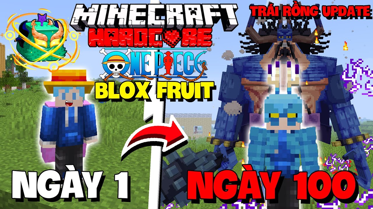 M&Igrave;NH SINH TỒN 100 NG&Agrave;Y SỠ HỮU TR&Aacute;I RỒNG UPDATE TRONG MINECRAFT BLOX FRUIT !!