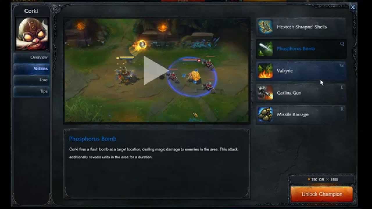 Corki abilities - League of Legends
