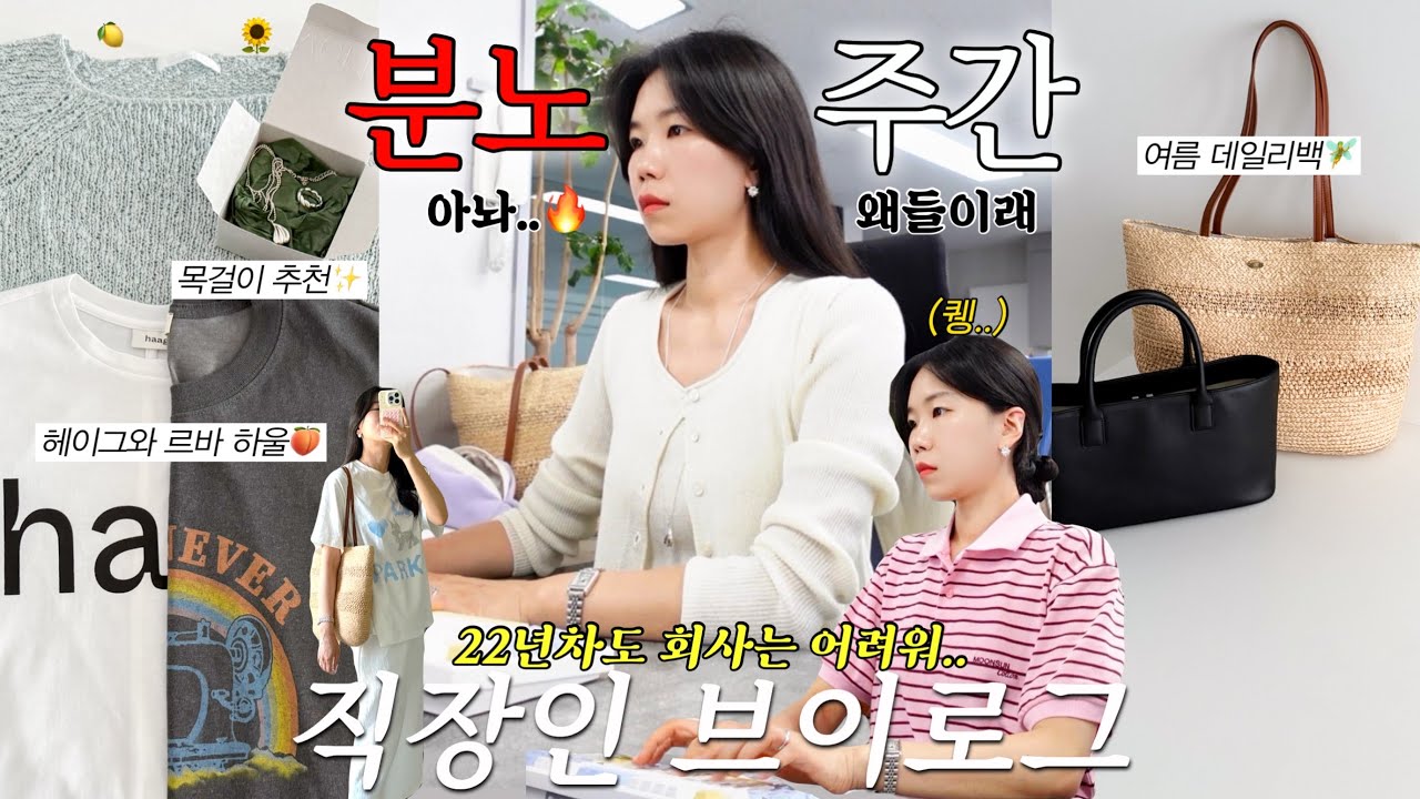 vlog 직장인브이로그. 쉽지 않다 회사생활. 여름 가방추천👜헤이그와 르바 하울. 목걸이 추천✨데일리룩. 출근룩. 패션하울. 여름코디