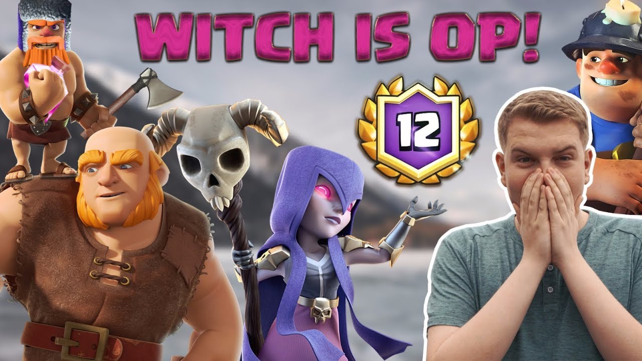 BEST WITCH DECK! 12 Win Witch Giant Miner Hybrid Deck LIVE Grand Challenge Gameplay - Clash Royale