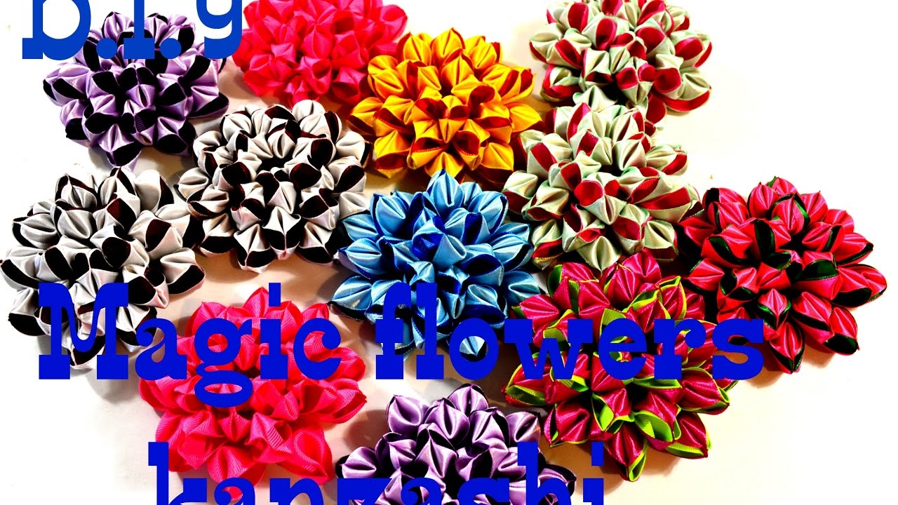 Волшебные цветы канзаши из ленты 2.5 см/Magic Fowers Kanzashi