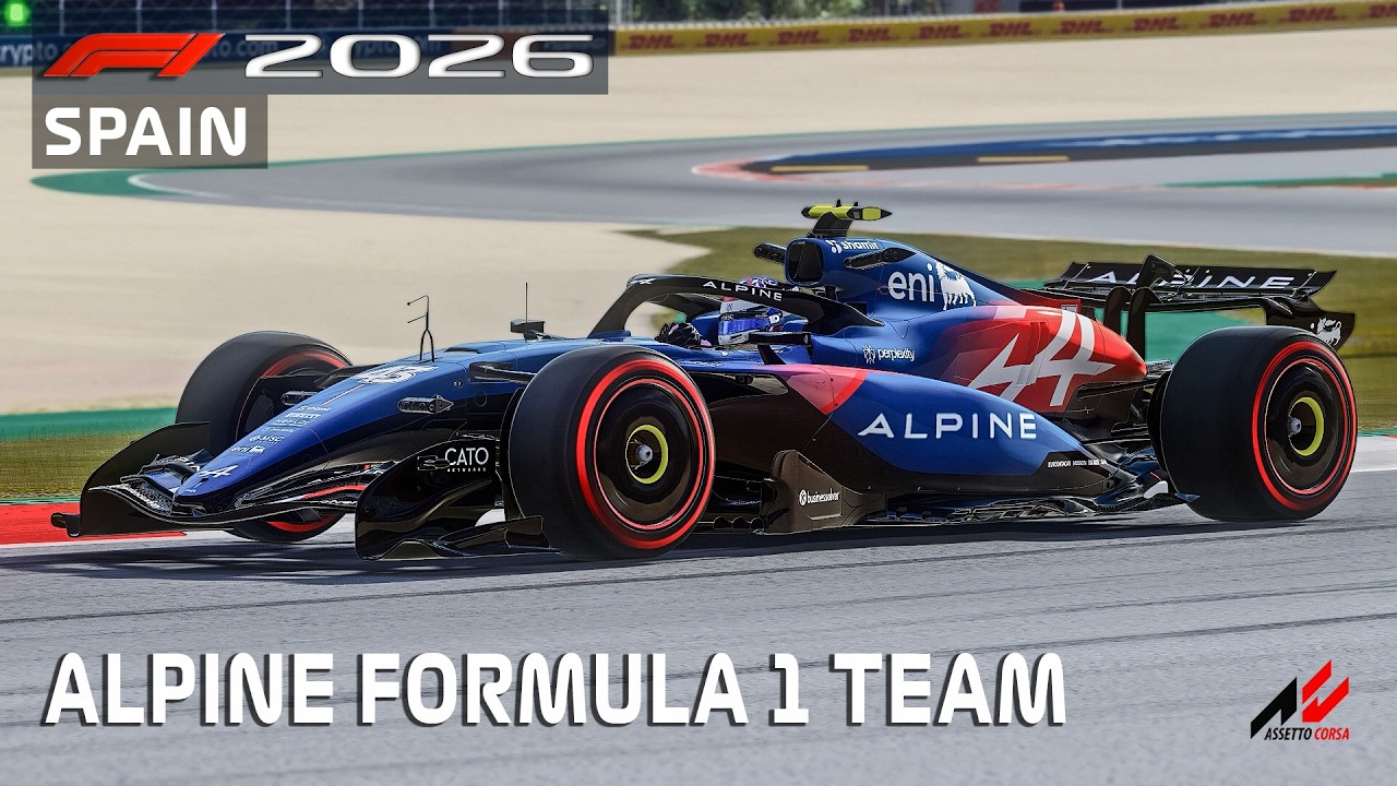 F1 2026 V12 Alpine Formula 1 Team Livery Concept Circuit de Barcelona Catalunya Assetto Corsa