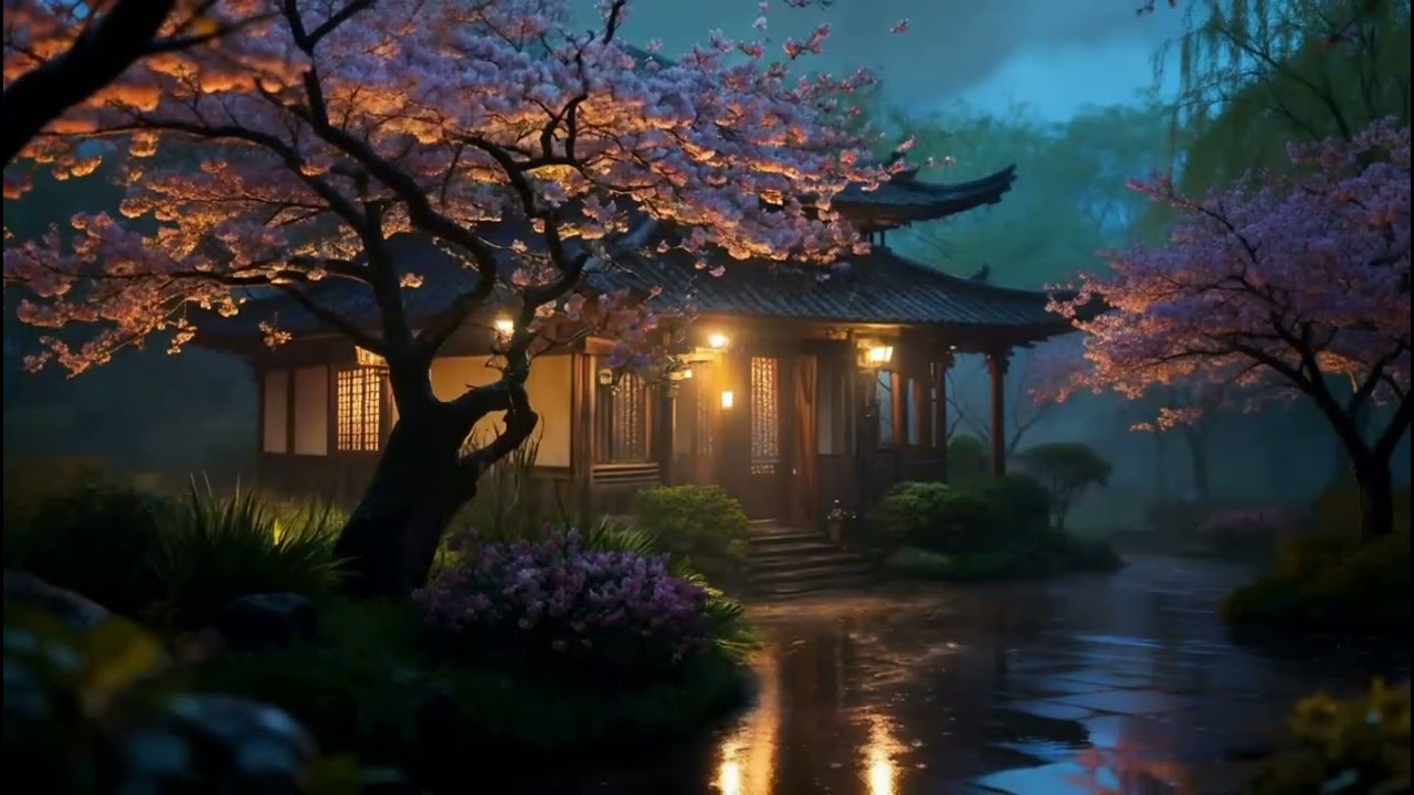 Lantern Light Beneath the Blossoms | A Cinematic Journey into Peaceful Stillness