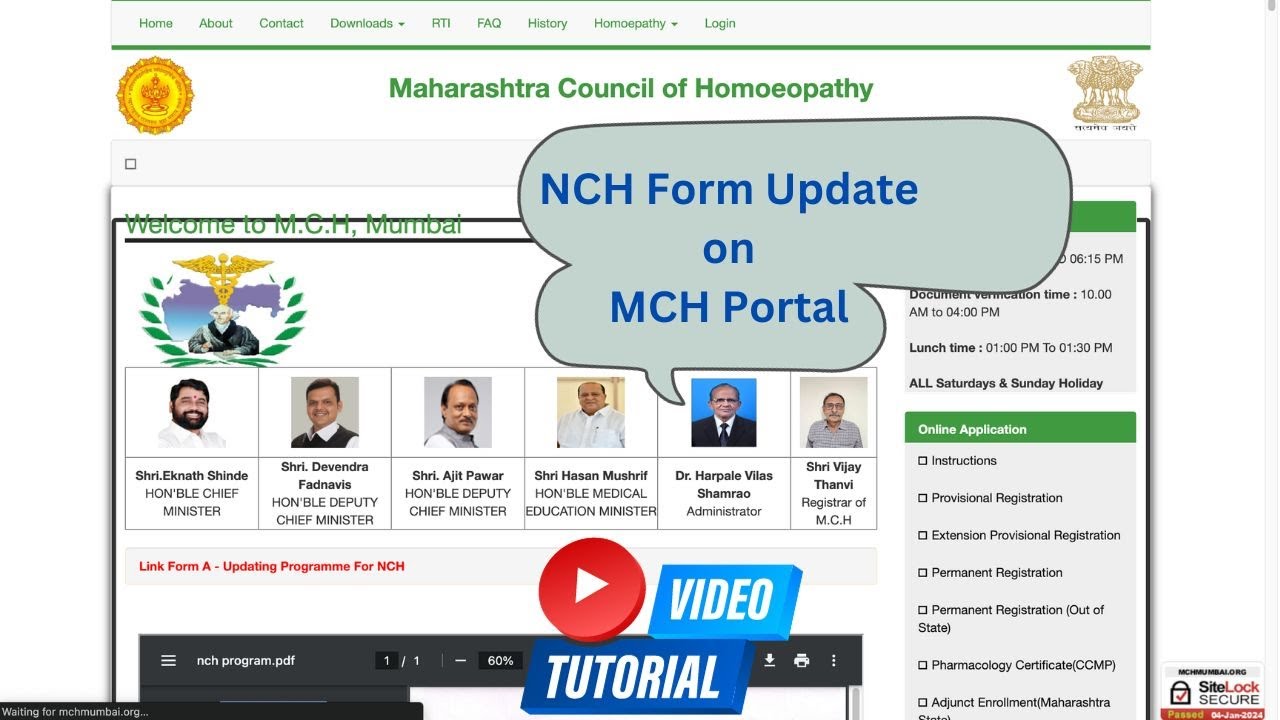 MCH Mumbai - Form A - NCH Form Upload for Homeopaths #Homeopathy #NCH #Tutorial #Homeopath