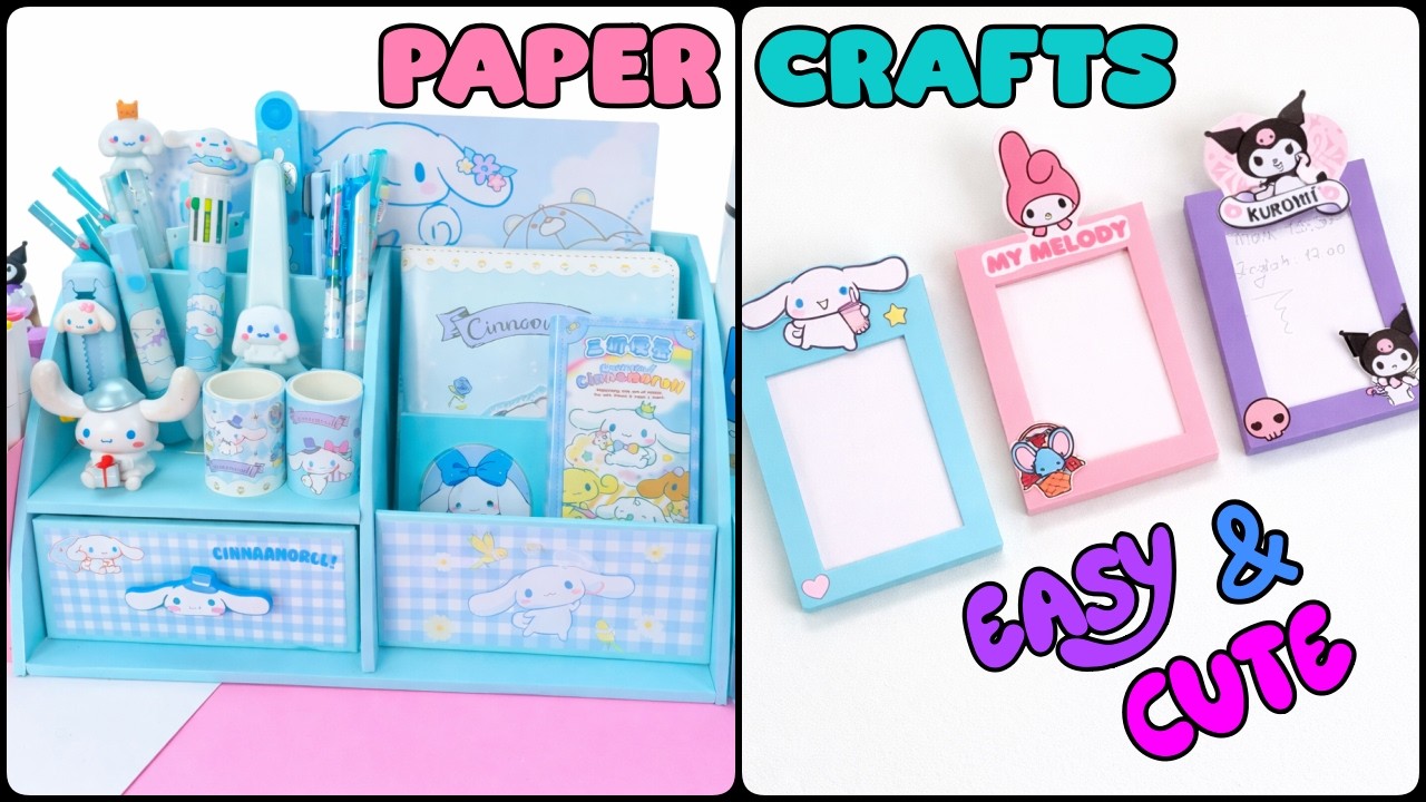 5 Easy Paper Crafts ☁️ Stationery Ideas ✨ DIY Cinnamoroll Organizer & More!