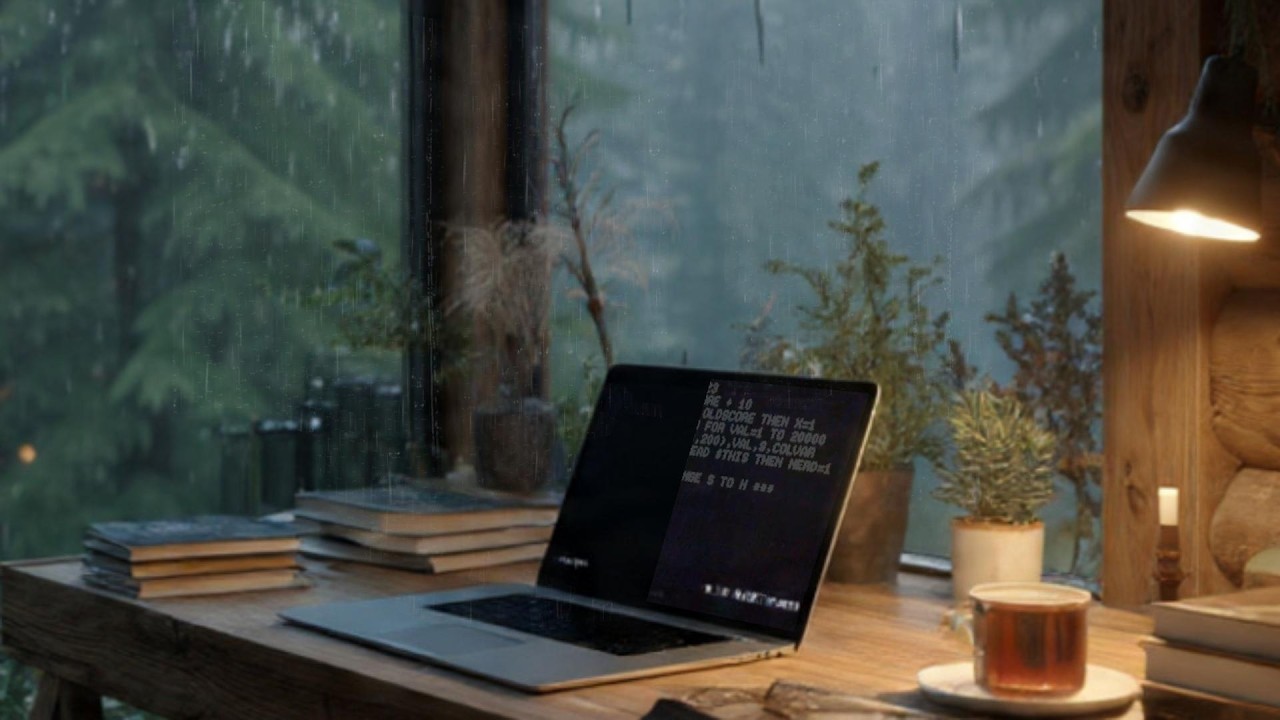 Heavy Rain at the Cabin Corner Window ⛈️ Deep Focus Coding & Study Ambience