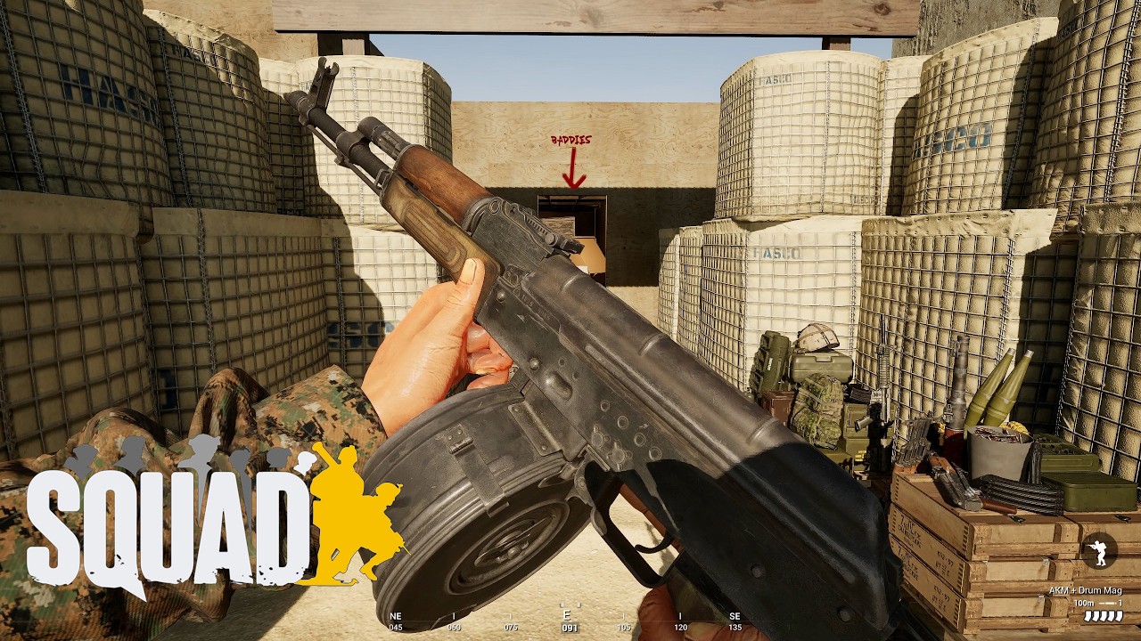 AKM Kalashnikov Assault Rifle w/75 Round Drum plus TT33 Tokarev | Squad Killhouse Weapons Showcase