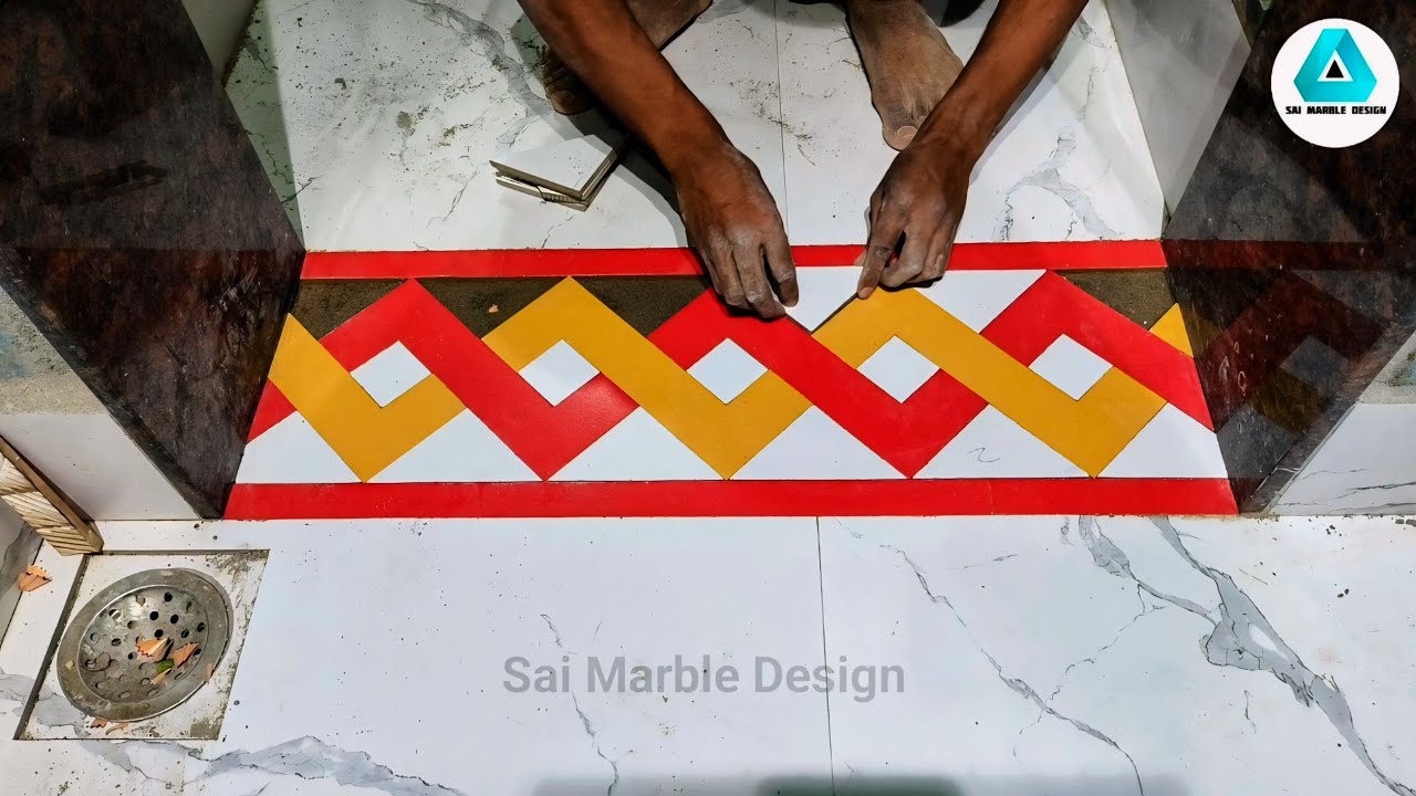 Amazing Doormat Design With Tile Cutting And Fitting Full Details / Tile Marble And Grenite Design