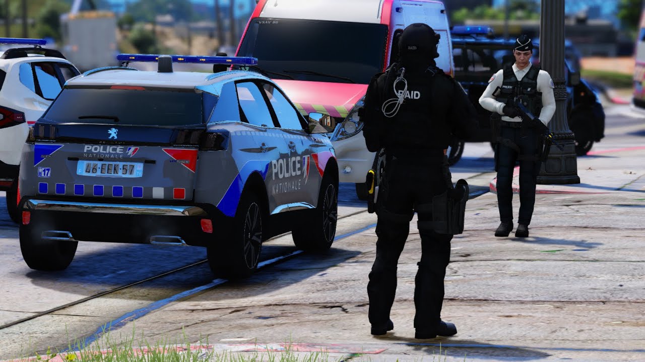 (GTA 5)  ATTAQUE T*RROR*STES LA POLICE NATIONAL INTERVIEN SUR LES LIEUX DU DRAMES #lspdfr #gta