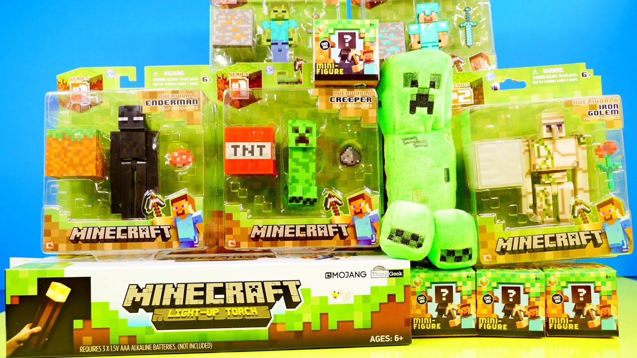 Minecraft Toys Super Unboxing Giant Light Up Torch Blind Box Grass Series 1 By Disney Cars Toy Club