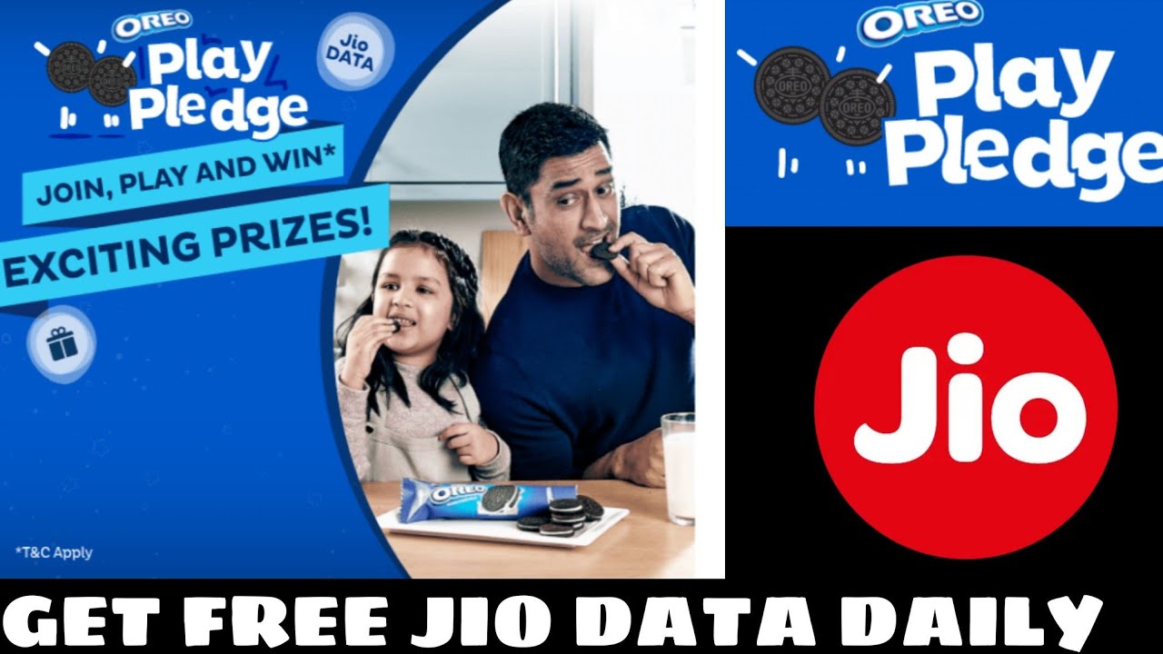 Jio free data daily with Oreo play pledge offer 2021,know how to win exciting rewards