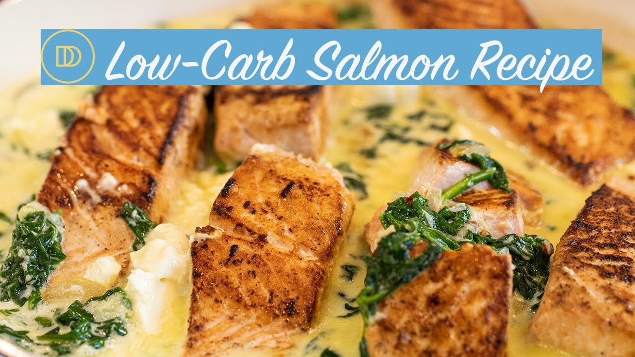 Salmon in a Creamy Spinach & Feta Sauce/LOW-CARB Recipe