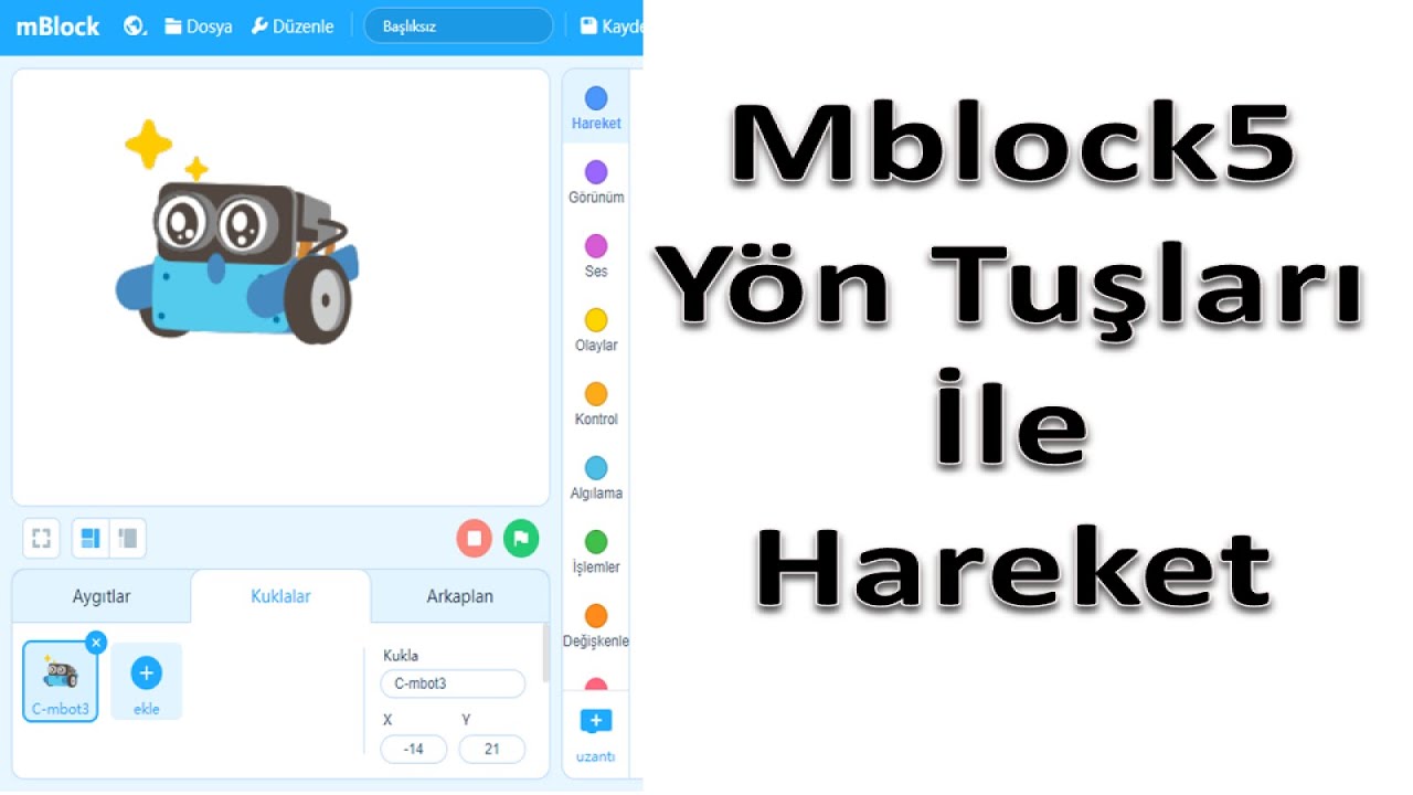 Bölüm9- Mblock5 ile Mbot-Robotu Yön Tuşları İle Hareket Ettirme