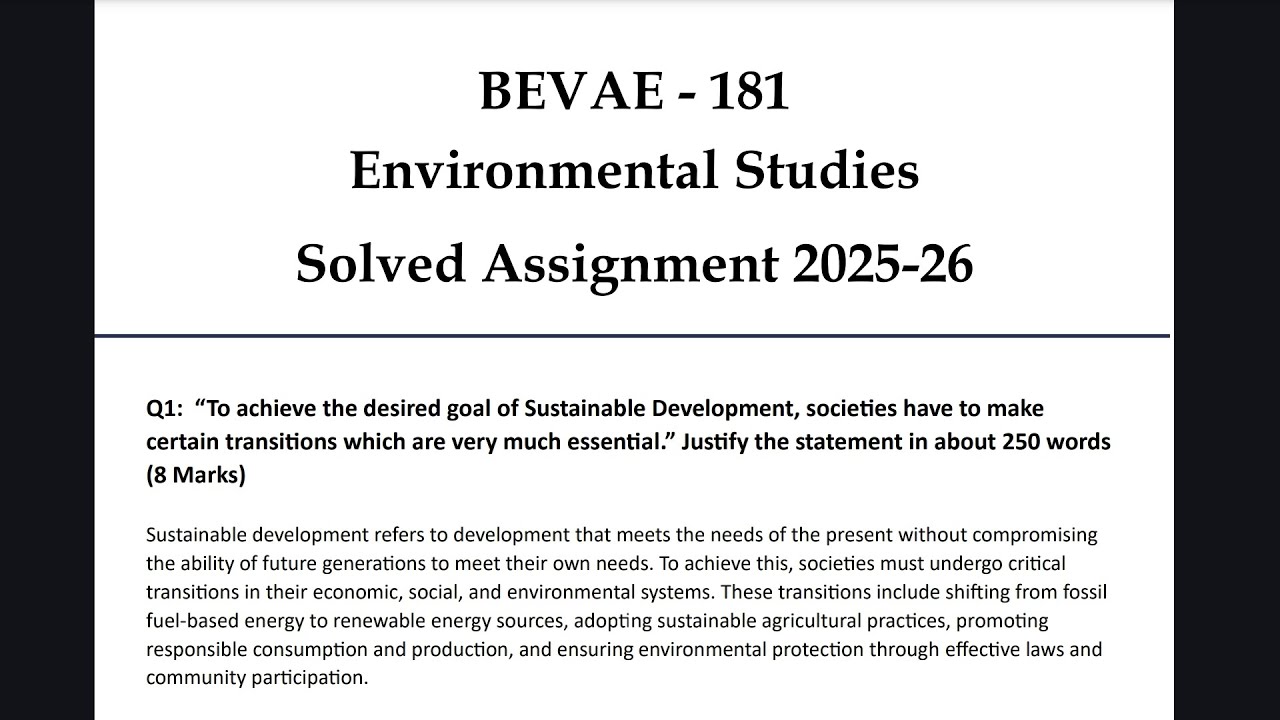 BEVAE-181 Environmental Studies | Solved Assignment 2025-26 #ignou #ignousolvedassignment 
