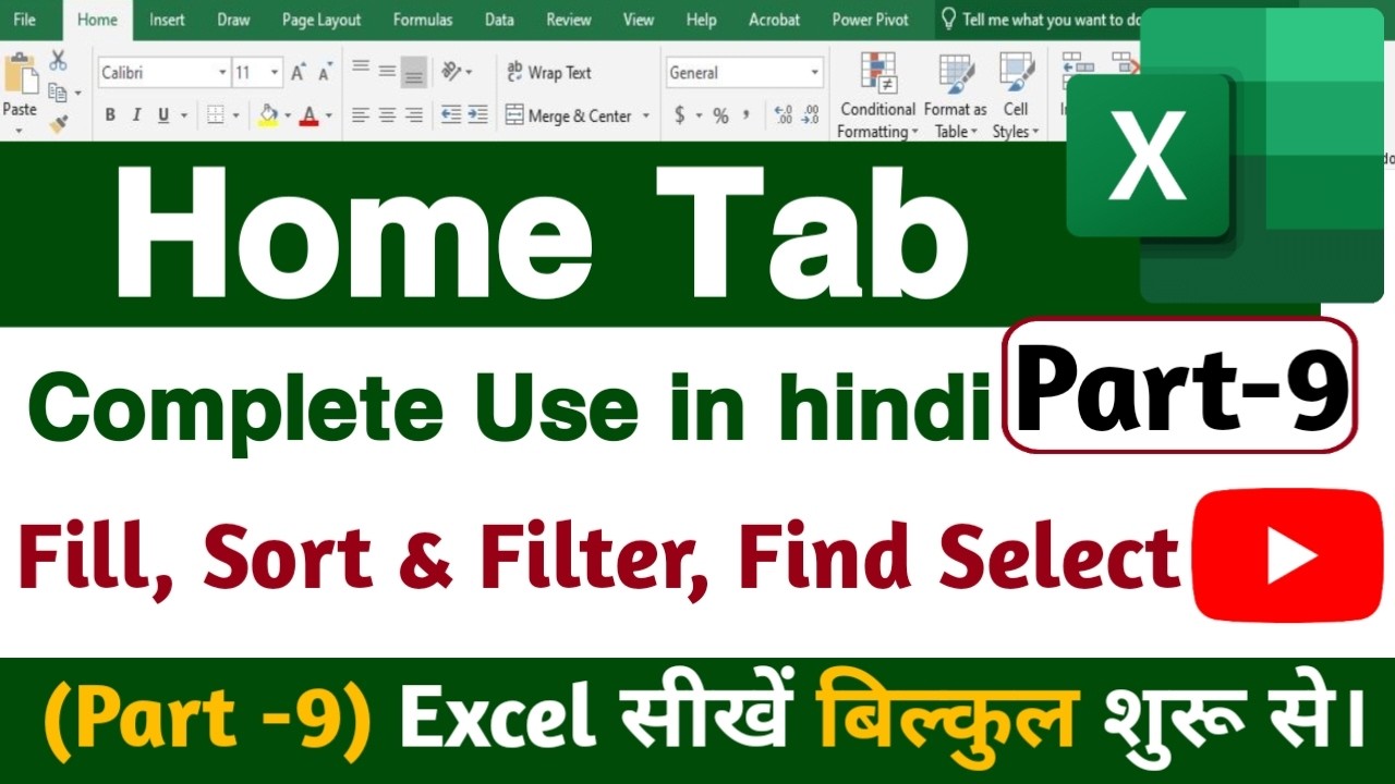 MS Excel Part-9: Home Tab | Sort & Filter, Find & Select in Excel | Excel Tutorial for Beginners