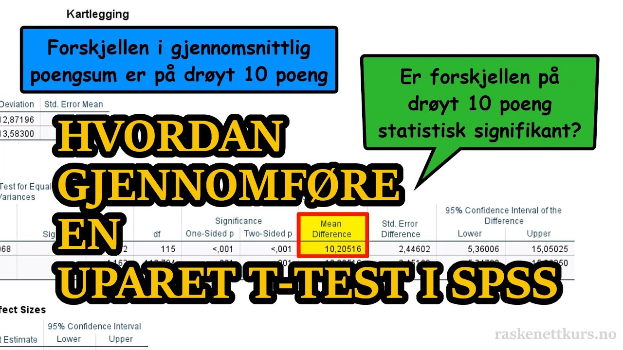 Eksempel: Hypotesetest - Gjennomføre en uparet T-test i SPSS