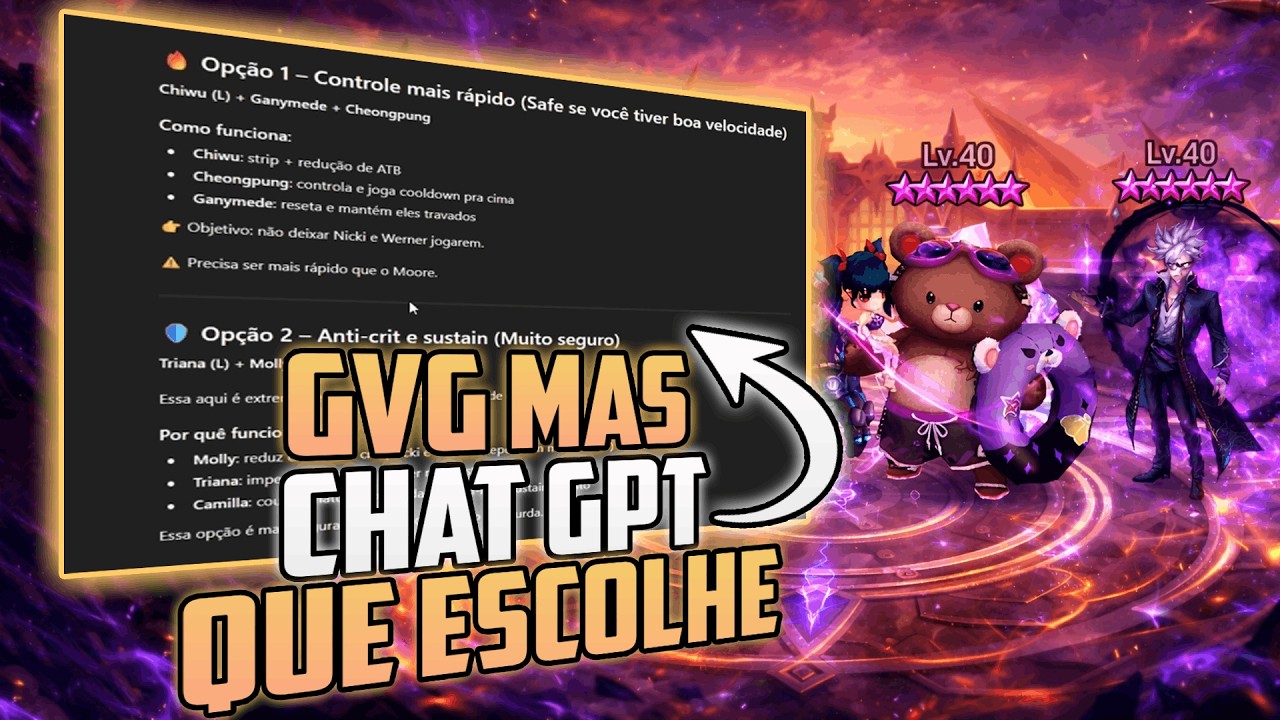 PEDI AO CHAT GPT PARA MONTAR OS MEUS ATAQUES NA GVG NO SUMMONERS WAR!