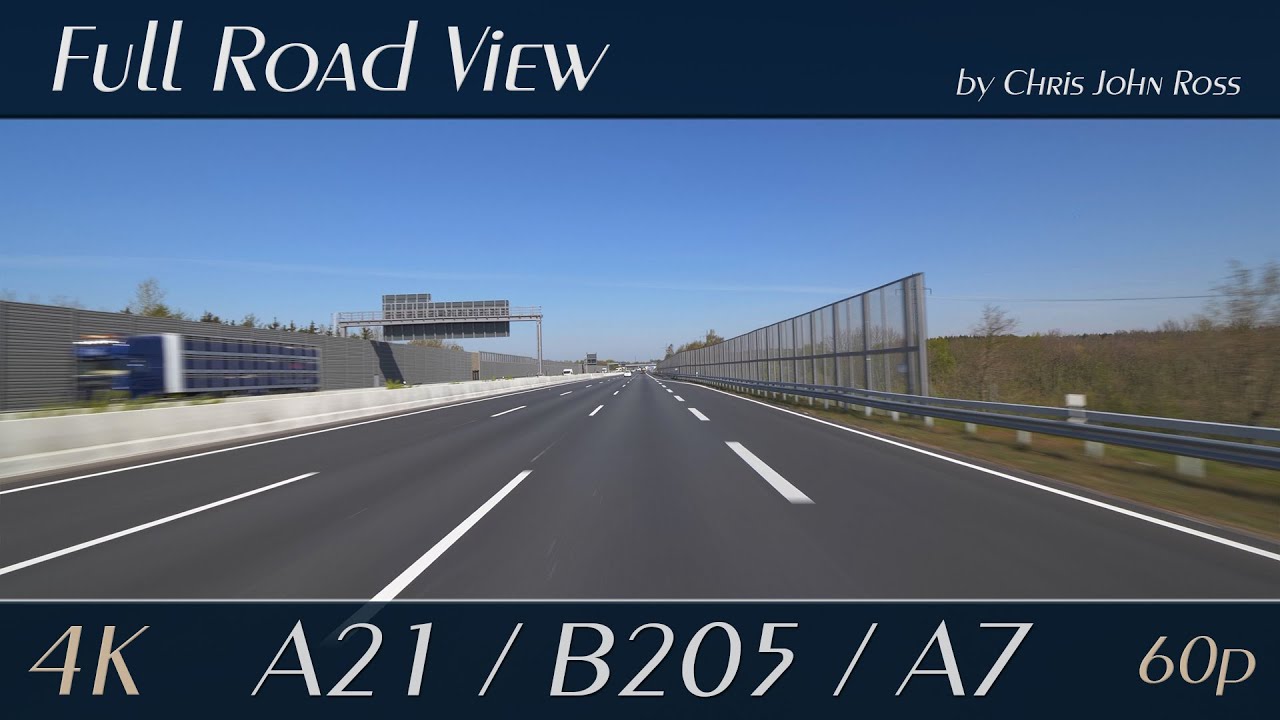 Autobahn (A21) - Bundesstraße (B205) - Autobahn (A7), Schleswig-Holstein, Germany - 4K (2160p/60p)