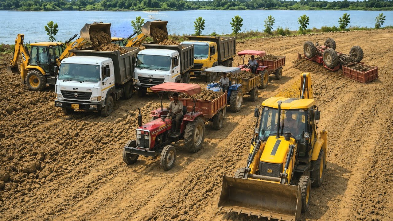 New Jcb 3dx Loading Mud In Tractor Trolley And Tata Tipper | Jcb Video | Jcb Tractor Truck Loading 