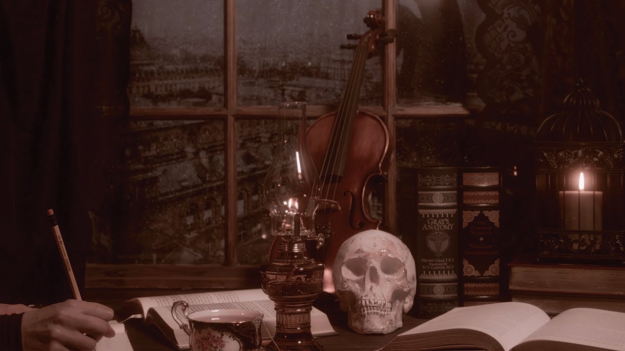 Dark Academia ASMR | Typing, Writing, Erasing Sounds (With Rain & Crackling Fire Ambience)