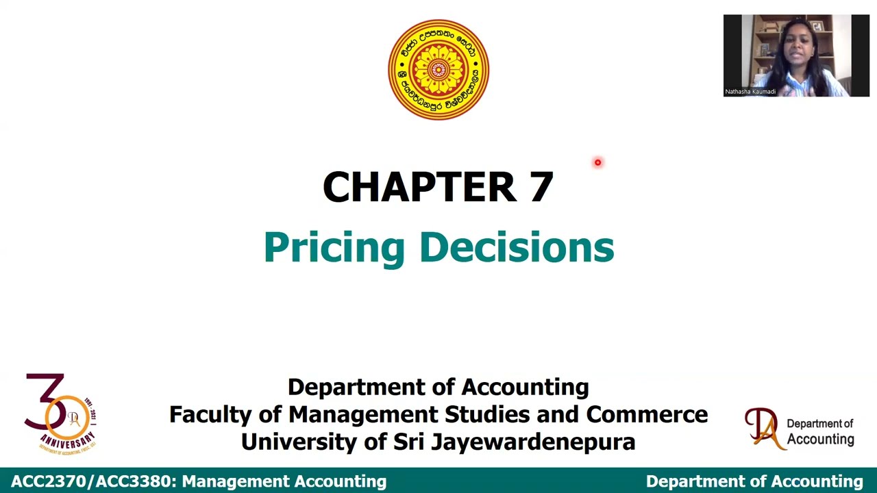 Lecture Recording - MA - Pricing Decisions