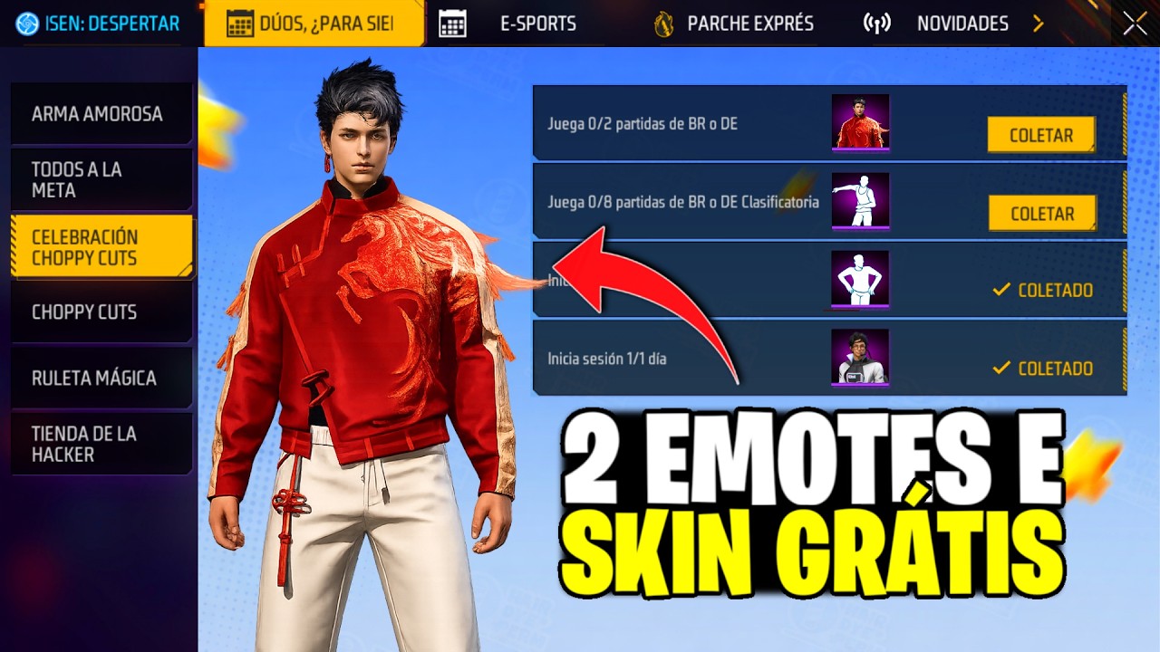 VALEU GARENA!! 2 EMOTES E SKIN GRÁTIS PRA TODOS PEGAR NO FREE FIRE🔥