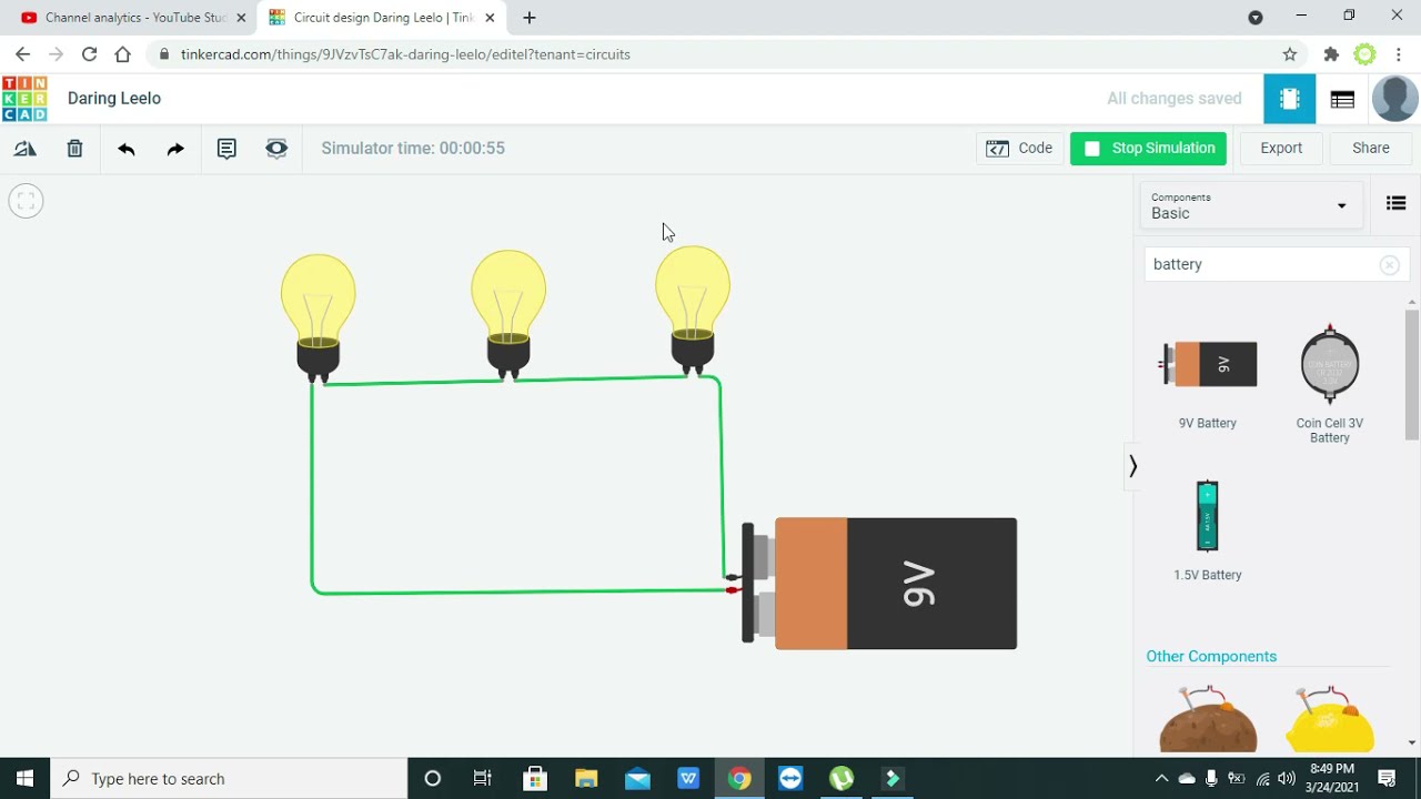 how to make a series circuit in tinkercad | simulation of series circuit in tinkercad