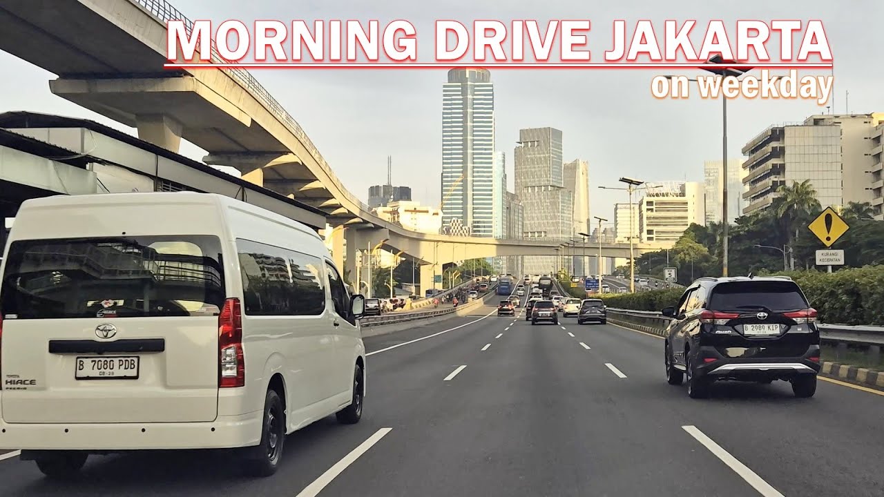 Morning driving around JAKARTA❗east to west Jakarta via Jakarta Inner Toll Road [Tol Dalam Kota]