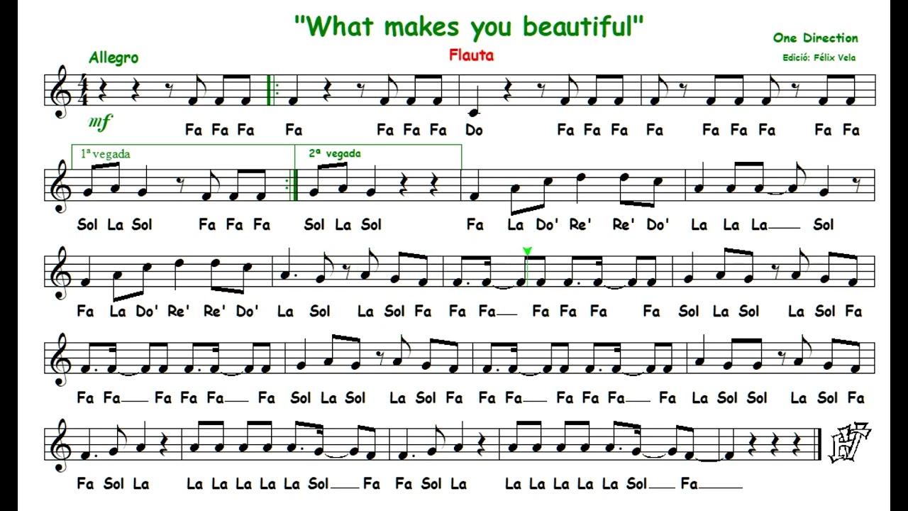 What makes you beautiful (Flauta con notas)