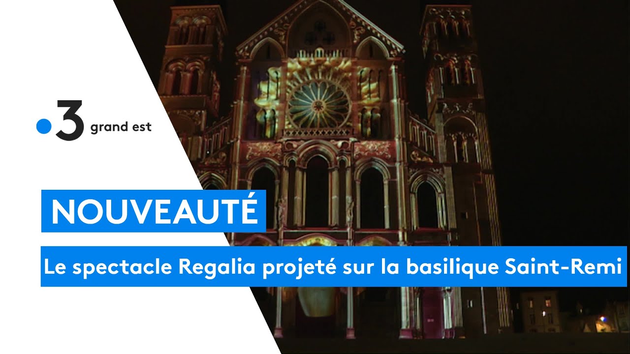 Les pr&eacute;paratifs du nouveau spectacle son et lumi&egrave;re REGALIA, &agrave; Reims sur la basilique Saint-Remi