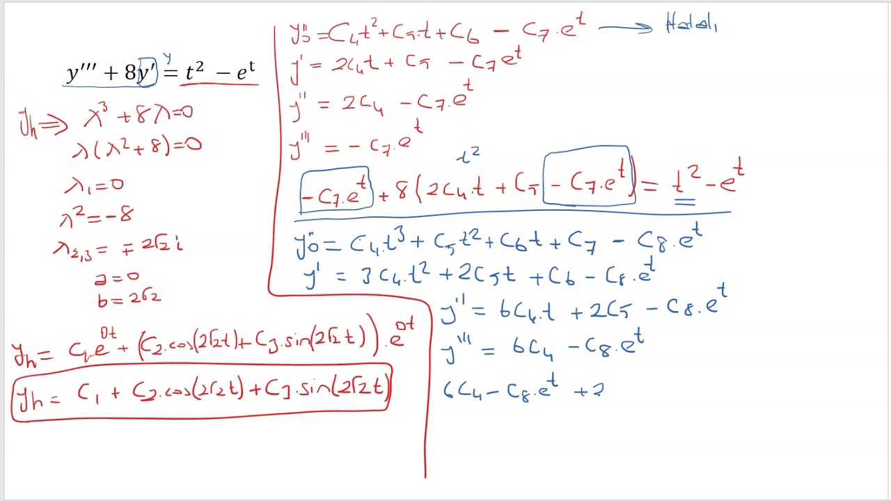 5- Yüksek Mertebeden Lineer Sbt. Katsayılı Homojen Olmayan Dif. Denk. Çözüm Örnekleri-2