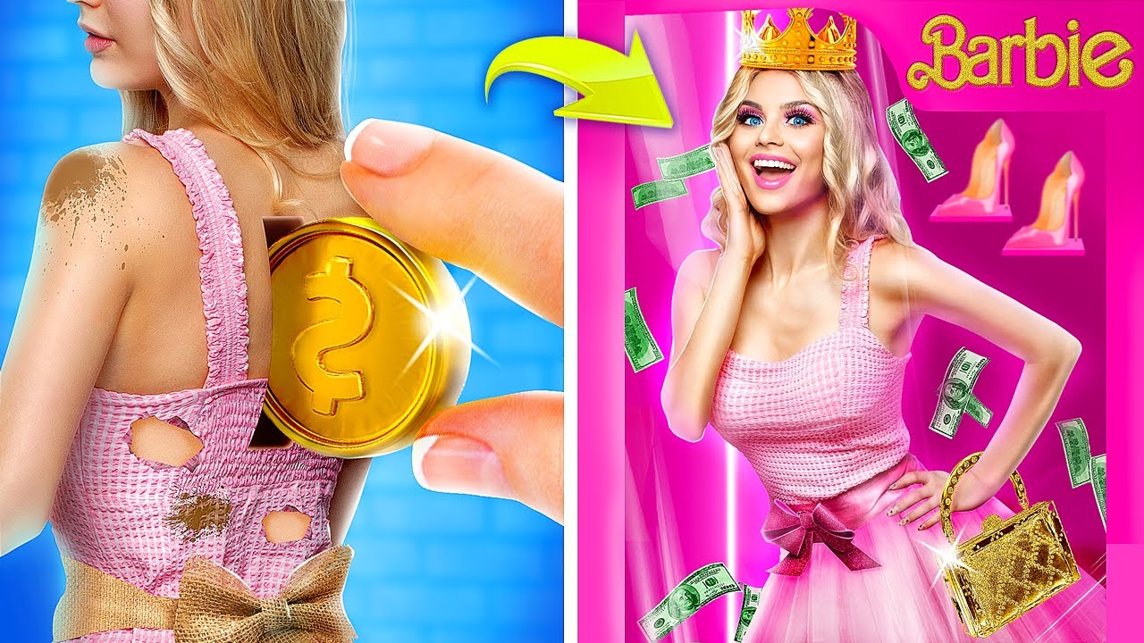 من باربي فقيرة لباربي غنية  💔 تحدى ميك أوفر العروسة 💸