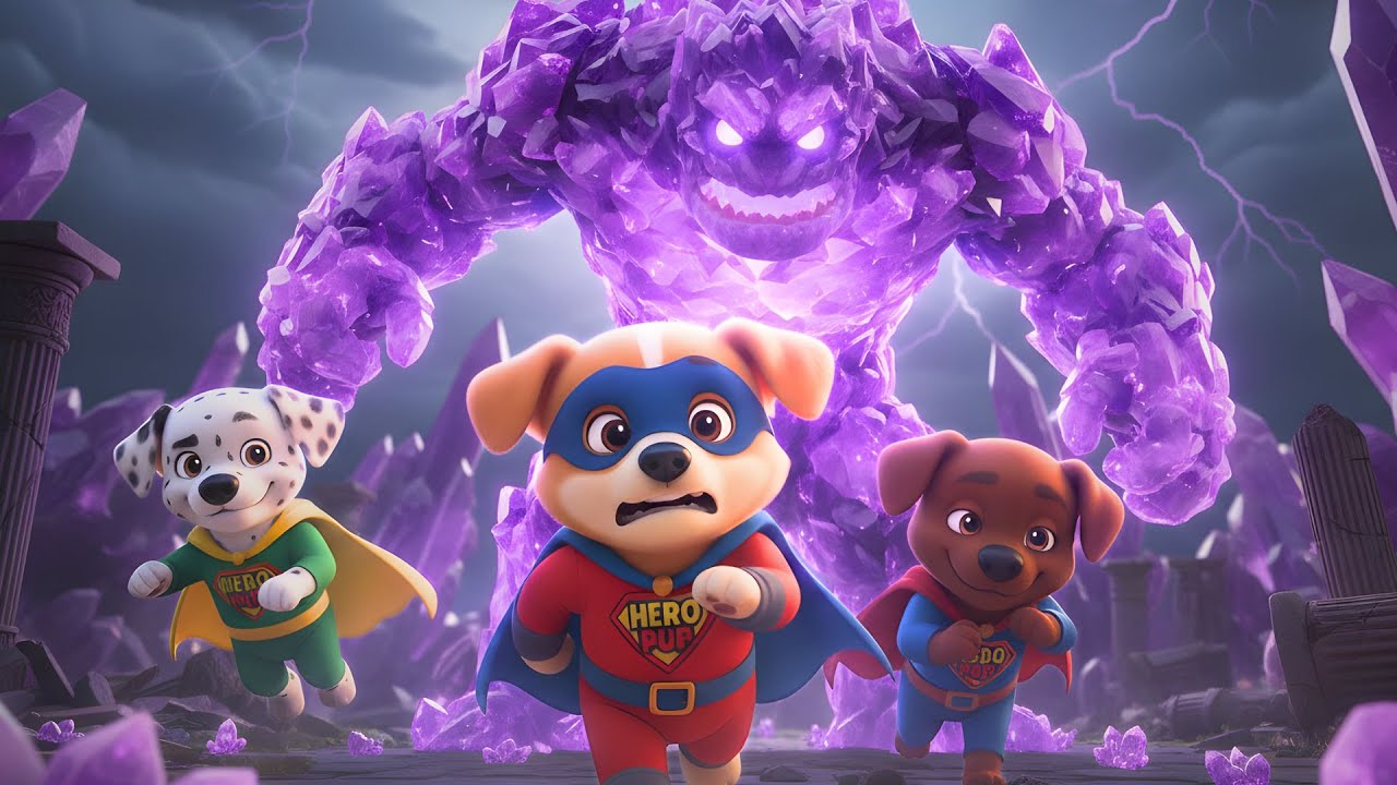 RUN AWAY! 😱 Purple Crystal Monster Attack?! What Happened?! 💎 Hero Pups Cave Rescue